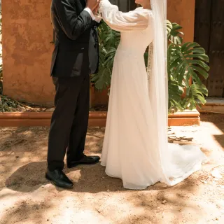 Vestido de novia, romántico y elegante