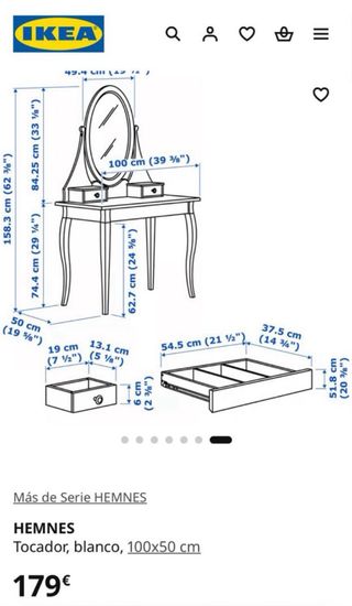 Tocador Blanco con Espejo Ovalado y Taburete