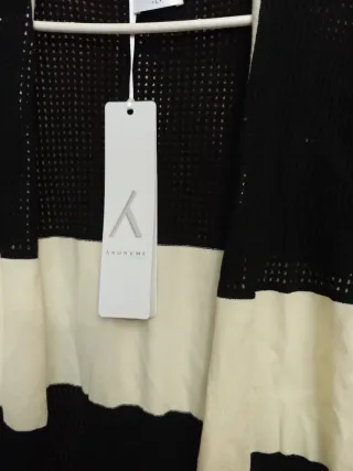 Chaleco largo verano beige y negro