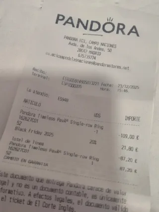 Anillo Pandora Oro y Plata