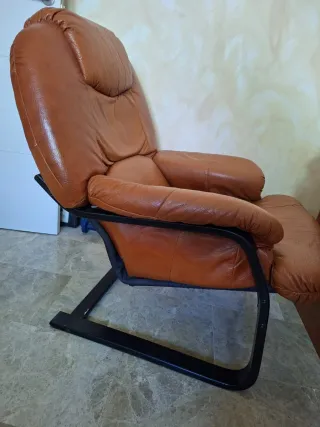 Sillón de piel marrón 1 plaza