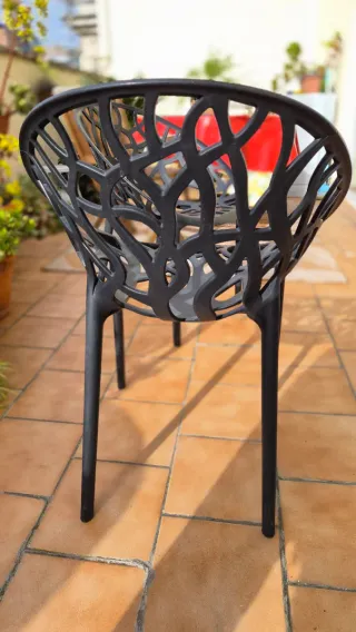 2 Sillas Diseño Nido Exterior Plástico Negro