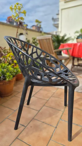 2 Sillas Diseño Nido Exterior Plástico Negro