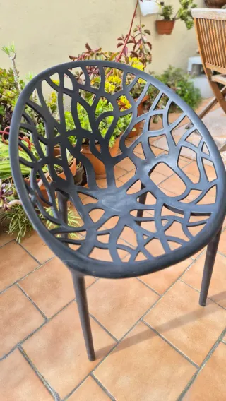 2 Sillas Diseño Nido Exterior Plástico Negro