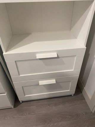Librería blanca 4 baldas 2 cajones
