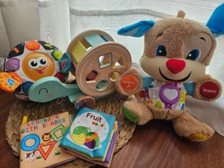 Lote Juguetes Bebé Tortuga, Perro y Bloques
