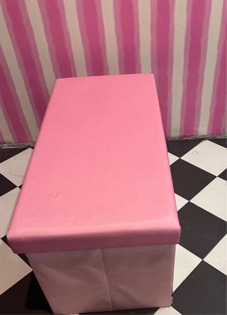 Banco caja almacenaje infantil unicornio rosa