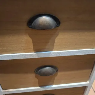 Mueble auxiliar 3 cajones madera y blanco