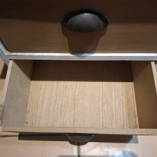 Mueble auxiliar 3 cajones madera y blanco