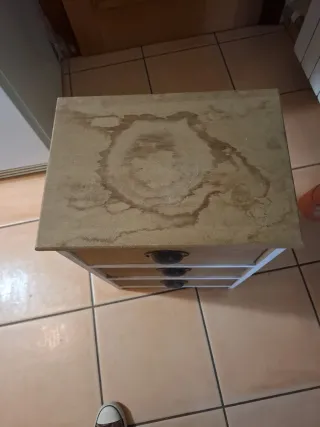 Mueble auxiliar 3 cajones madera y blanco