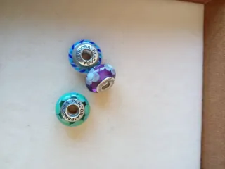 Lote 3 Charms cristal Murano Pandora.