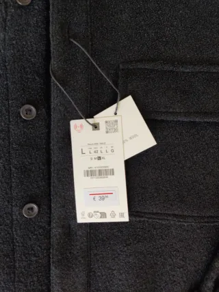 Sobrecamisa Zara Lana Negra Talla L a estrenar
