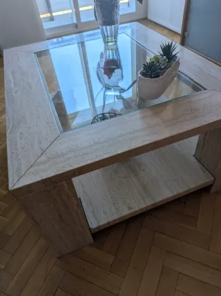 Mesa de centro mármol y cristal desmontable