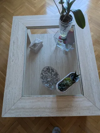 Mesa de centro mármol y cristal desmontable