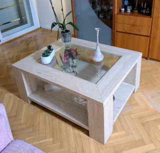 Mesa de centro mármol y cristal desmontable