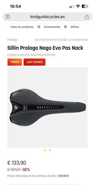 Sillín Prologo Nago Evo Pas 143 Negro