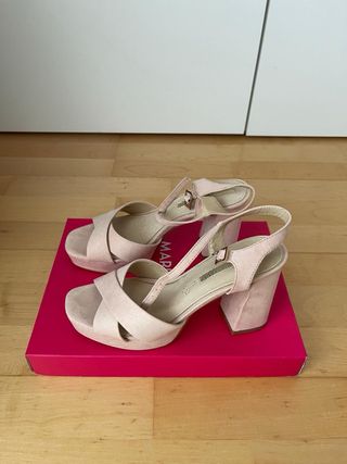 Sandalias Rosa Plataforma Tacón Bloque