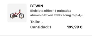 Bicicleta Infantil Btwin 900 Racing 16 pulgadas