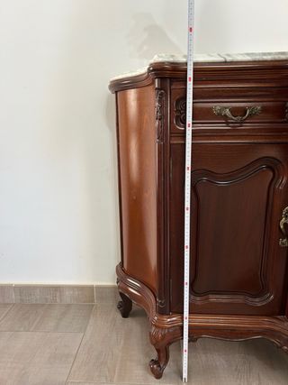 Mueble recibidor antiguo madera mármol