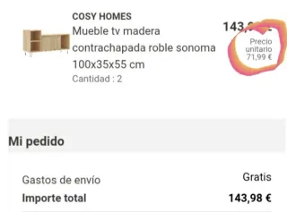 Mueble TV 100x35x55 cm