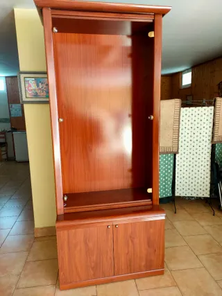 Vitrina de salón madera y cristal