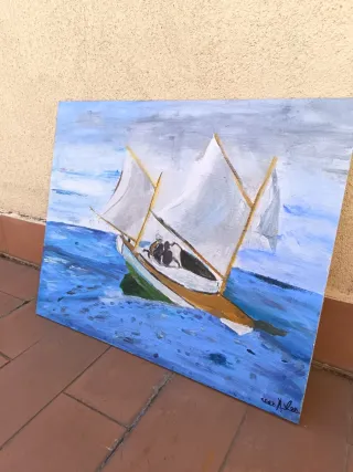 Cuadro original velero en el mar - hecho a mano