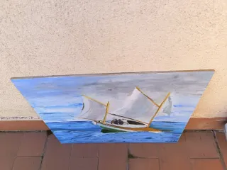 Cuadro original velero en el mar - hecho a mano
