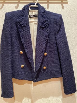 Blazer Zara azul marino tweed