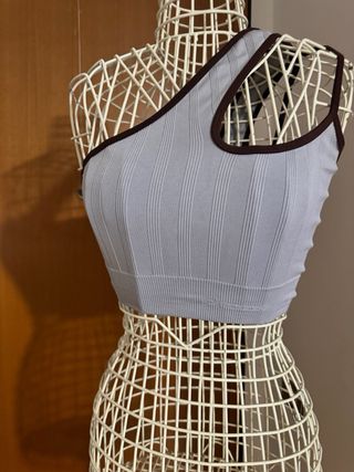 Top Prozis Grigio con bordi marroni