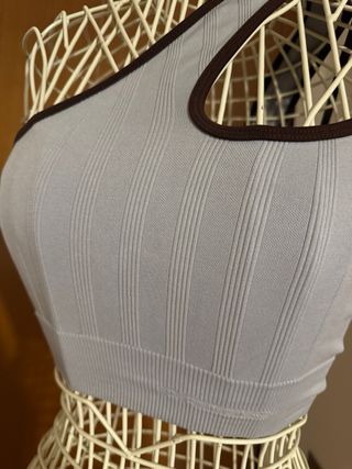 Top Prozis Grigio con bordi marroni