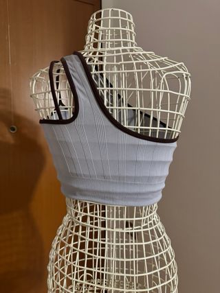 Top Prozis Grigio con bordi marroni