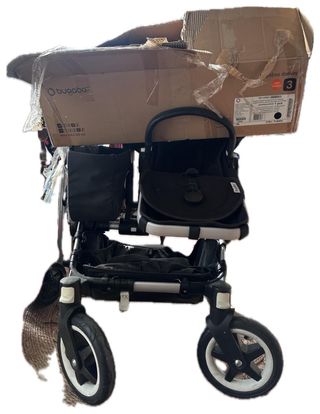 Carrito Gemelar Bugaboo Donkey Negro y azul