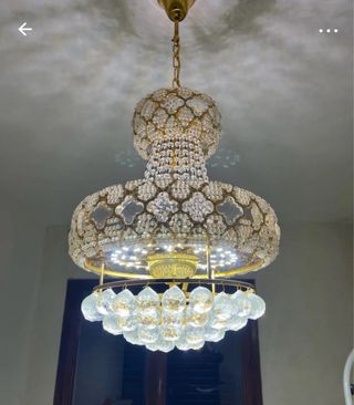 Lampadario cristallo dorato
