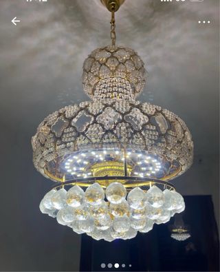 Lampadario cristallo dorato
