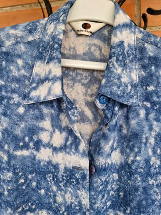 Blusa Punt Roma azul y blanca