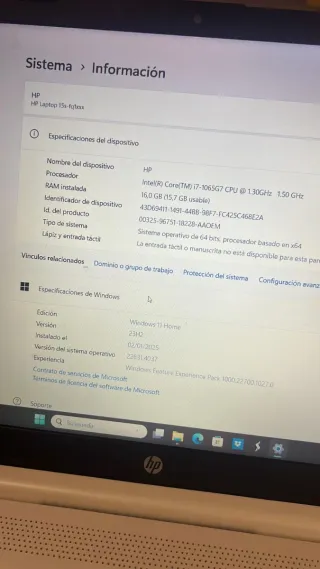 Portátil HP Intel Core i7