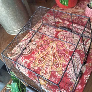 Lote Cestas Metal Malla con Madera