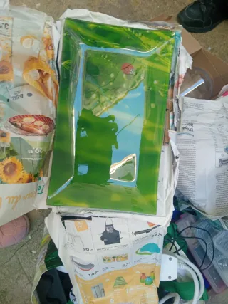 Bandeja de cristal decorada