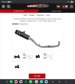 Tubo de escape Arrow Linea completa Yamaha TMAX