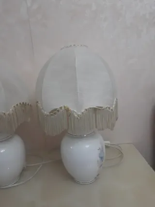 Coppia Lampade Ceramica Floreale