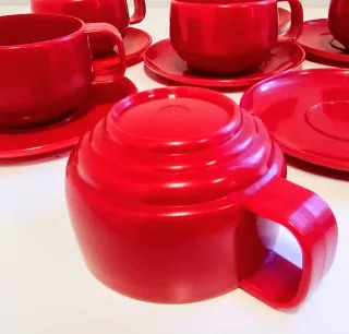 Conjunto Tazas Baquelita Vintage Rojo