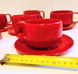 Conjunto Tazas Baquelita Vintage Rojo