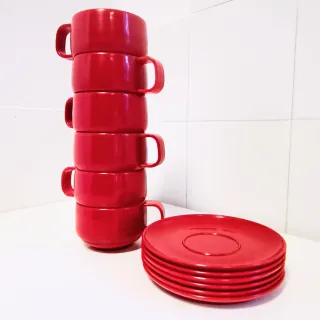 Conjunto Tazas Baquelita Vintage Rojo