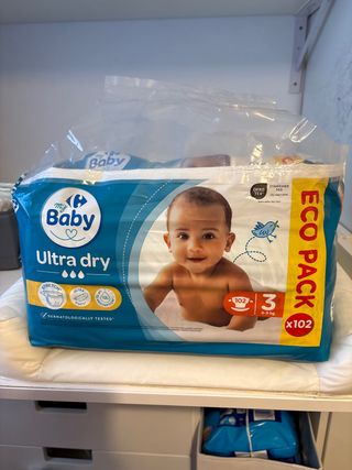 Pañales Carrefour Baby Talla 3 (102 uds)