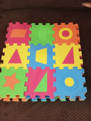 Alfombra Puzzle Oso Rosa y Azul