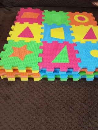 Alfombra Puzzle Oso Rosa y Azul