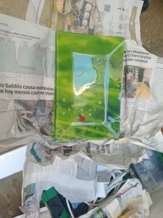 Bandejas grandes ay 4 de cristal decorada