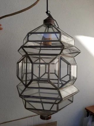 Lámpara colgante cristal y forja