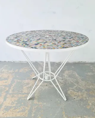 Mesa redonda mosaico. Vintage 60s.