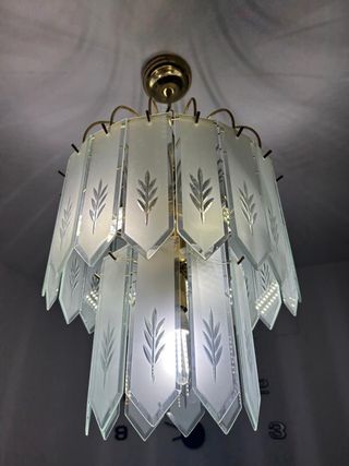 Lámpara de techo comedor cristal y metal